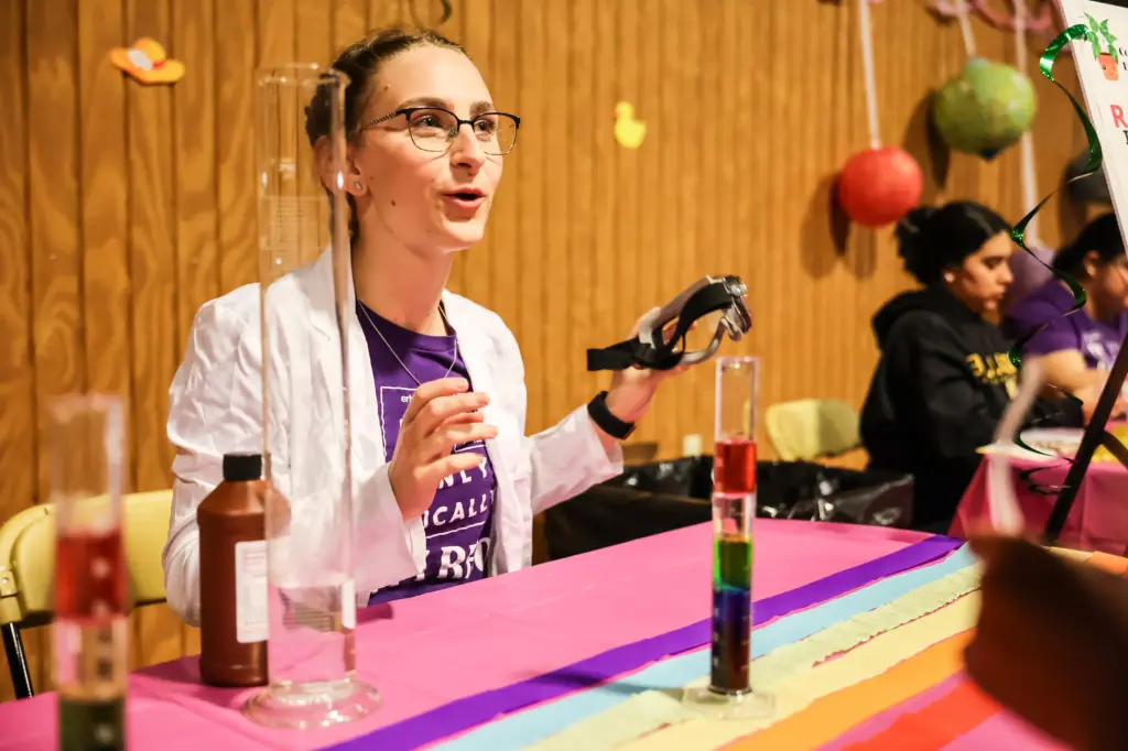 student doing experiment
