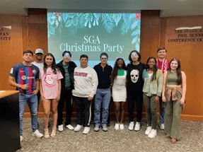 Group of SGA students at Christmas party