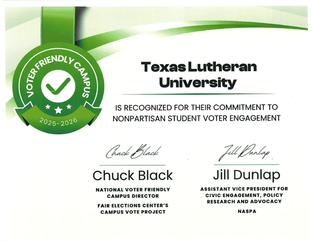 Voter friendly campus certificate.